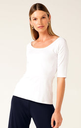 Tops Multi Occasion 3/4 SLEEVE TOP IN WHITE