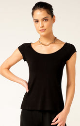 Tops Multi Occasion CAP SLEEVE TOP IN BLACK